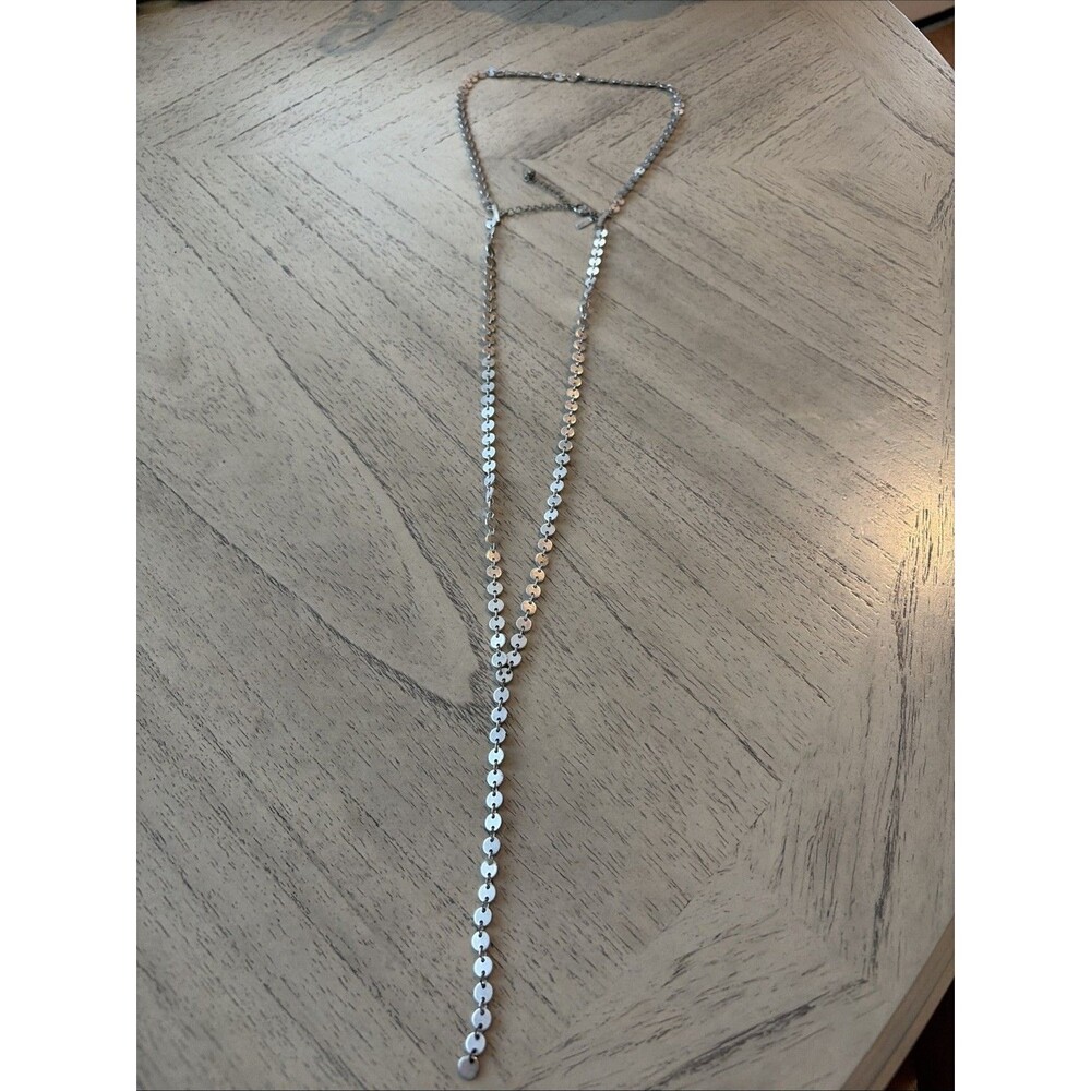 Canvas Jewelry Silver-tone sequin disc chain Choker Adjustable necklace
